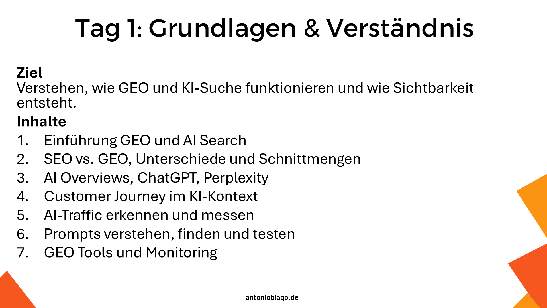 Tag 1 Agenda Tag 1 Agenda