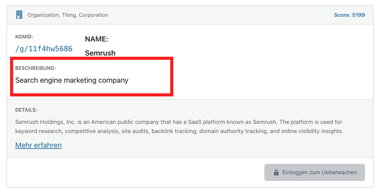 Strategie 2026: Entitäten SEO & Knowledge Graph Experte Maximilian D. Muhr im Gespräch mit Antonio Blago 3 Semrush Entitaetensuche im poliSYS Entity Discover Tool