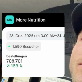 More Nutrition Umsatz: 823.000 Brand-Suchen & > 800 Mio. EUR Jahresumsatz erklärt 6 More Nutrition Shopify 28. Dez. 2025 bis 31. Jan. 2026: 709.701 Bestellungen, +163 %